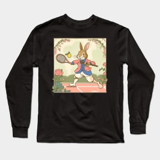 Funny Tennis Player of Rabbit Bunny and Tennis Ball Lover Long Sleeve T-Shirt